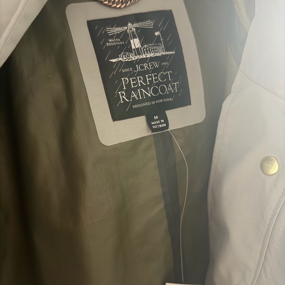 J. Crew Perfect Raincoat Oyster Olive Medium - Picture 4 of 7